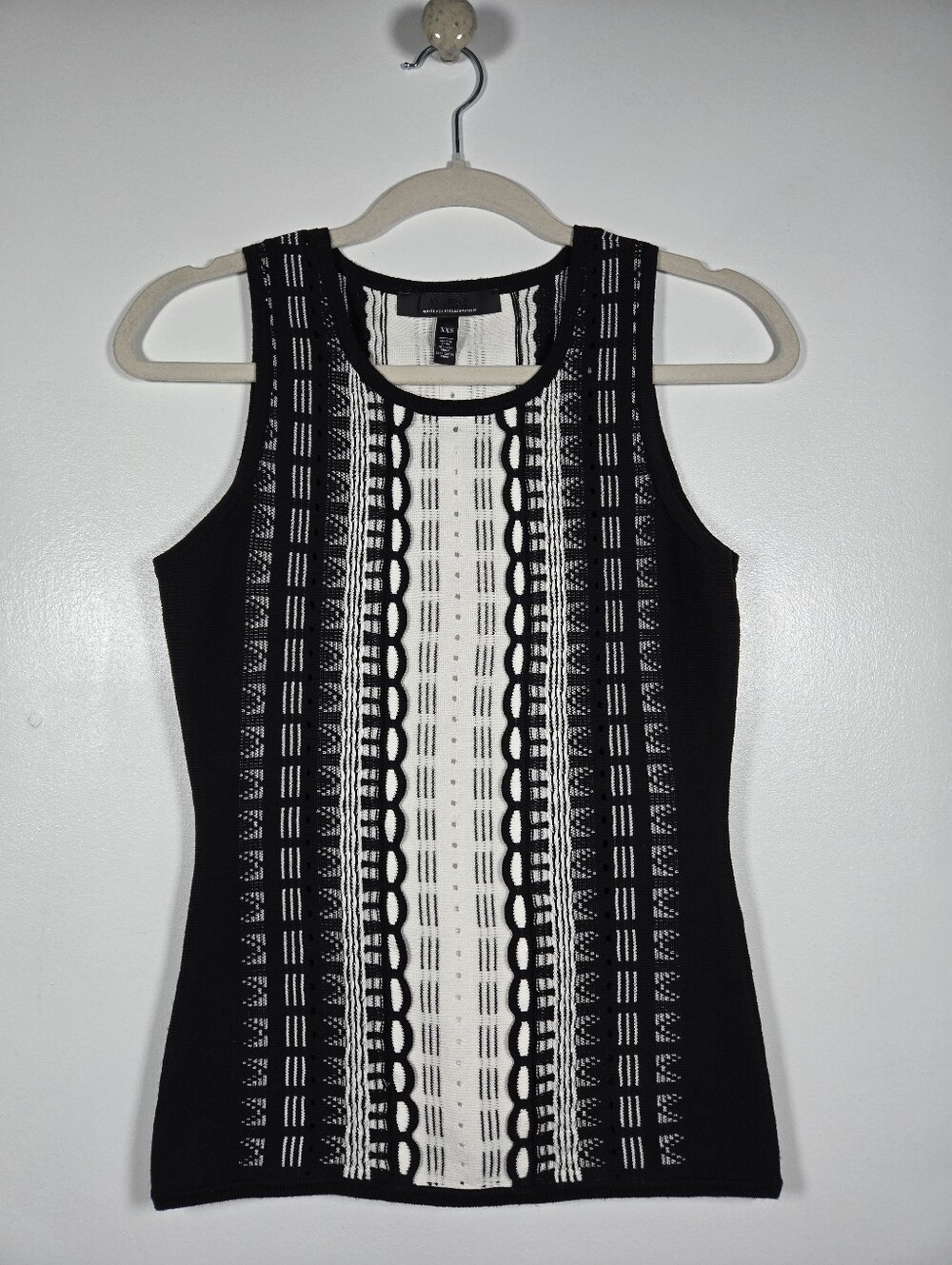 NEW White House Black Market Abstract Stripe Knit Sweater Tank Top Size XXS